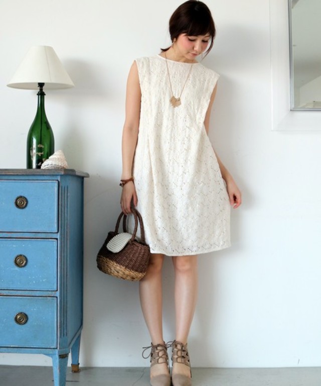 【 N.(N. Natural Beauty Basic)】タックスリーブレースワンピース
