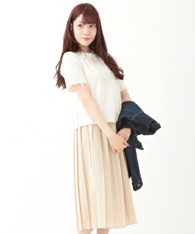 earth music&ecology 【MORE5月号掲載】【Special Price】【2016Spring】プリーツミディスカート