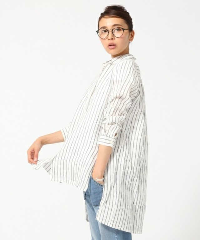GLOBAL WORK フレンチリネンロングシャツ長袖