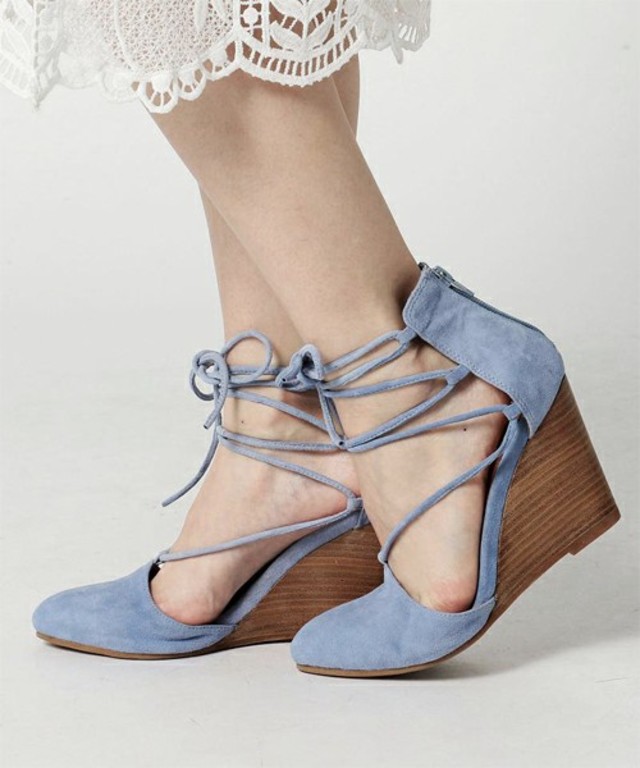 ROSE BUD ST:9019-81 TIE-UP WEDGE SANDAL
