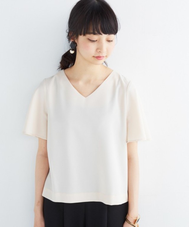 【haco!】ラッフルスリーブのきれいめTブラウス