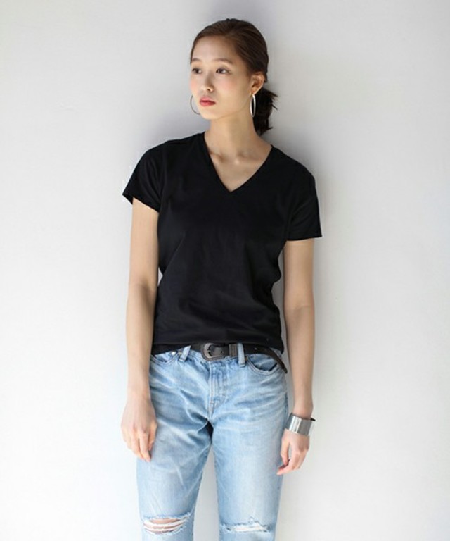 AZUL by moussy / オーガニックコットンVネック半袖PO