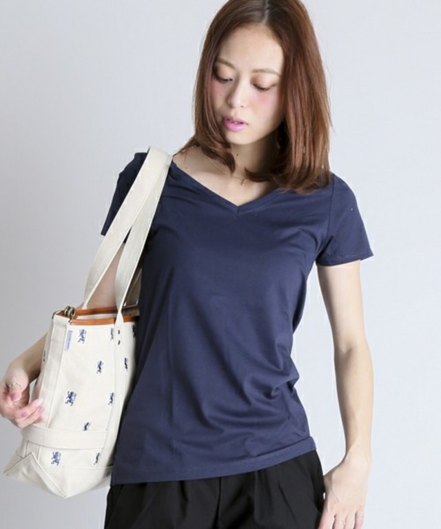 GIORDANO ベーシックカラースリムVネックTシャツ