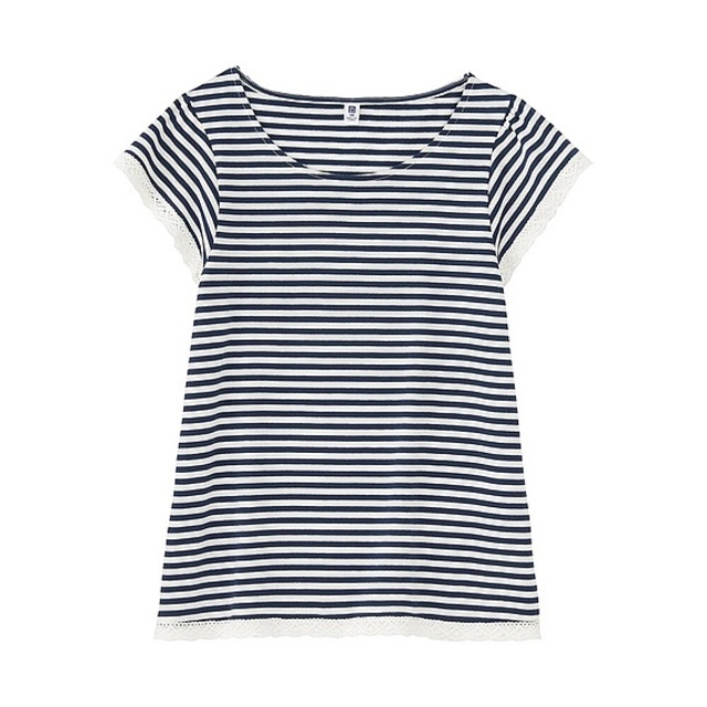 GIRLS ボーダーレースTシャツ(半袖)