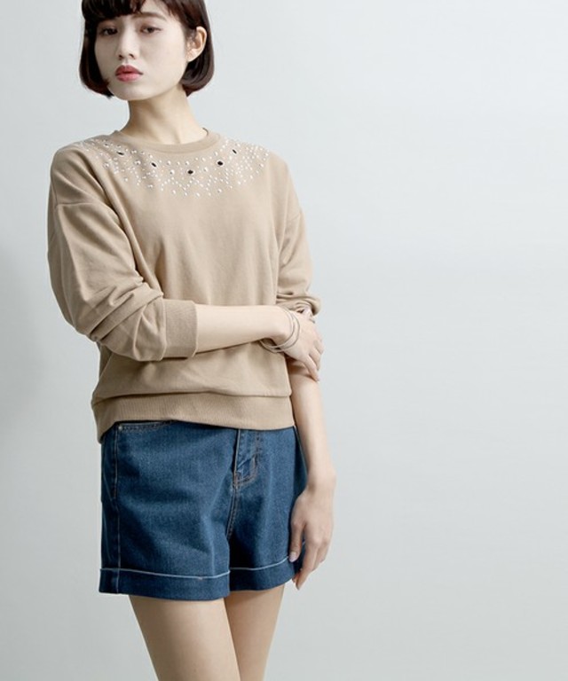 WEGO ハイウエストロールアップショーツ