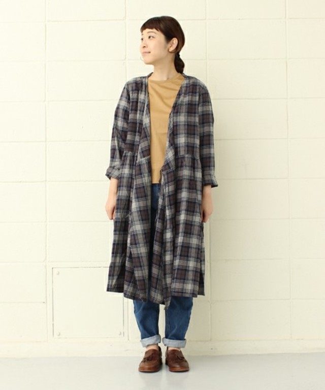 PAR ICI ネルチェック　カシュクールワンピース