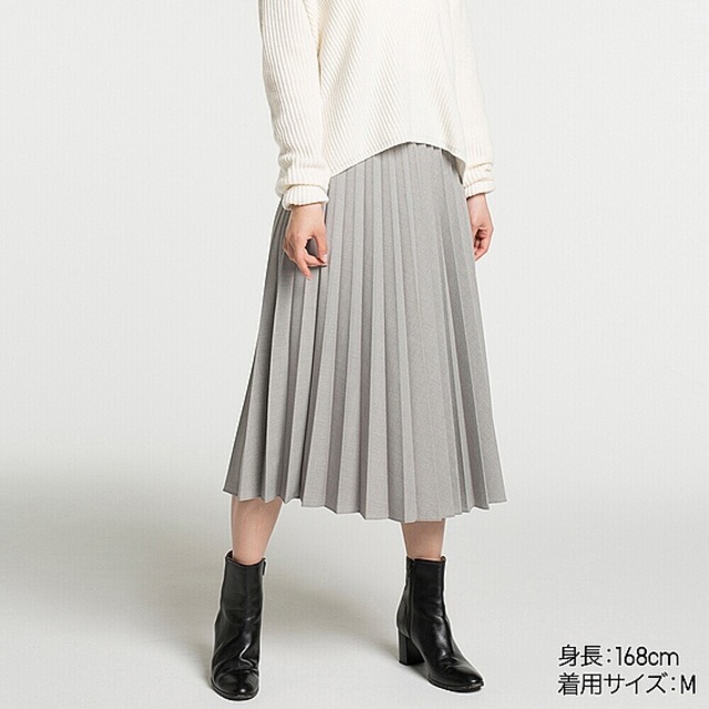 WOMEN ハイウエストプリーツミディスカート