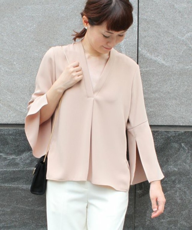 Spick and Span Noble エステルサテン二重ブラウス