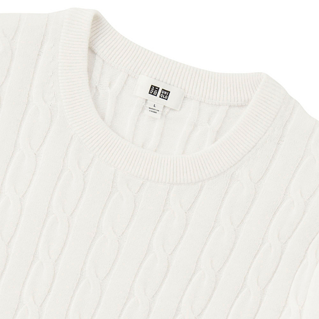 コットンカシミヤケーブルクルーネックセーター(Men)