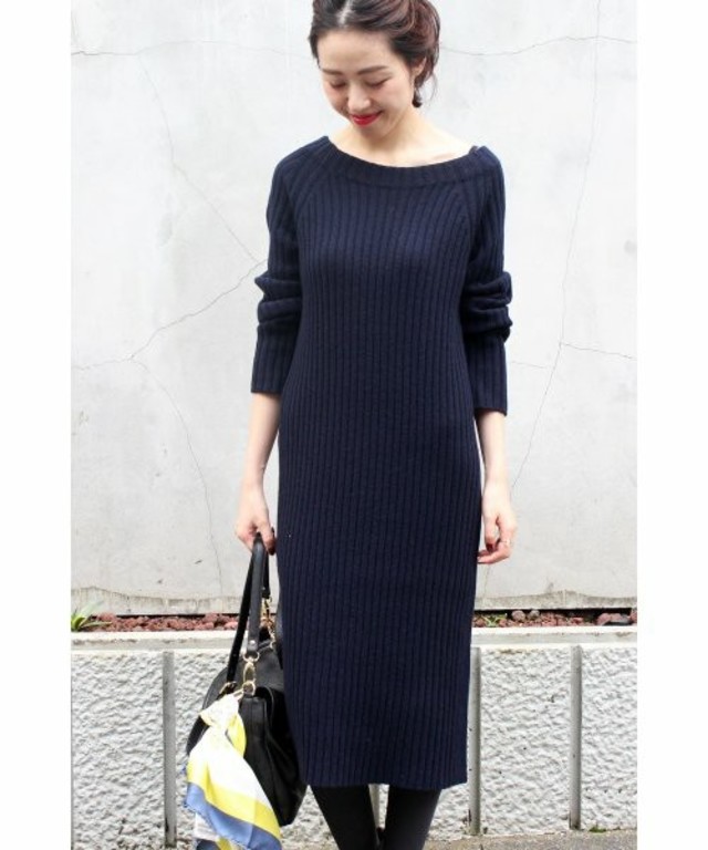 Spick & Span カシミヤウールワイドリブワンピース