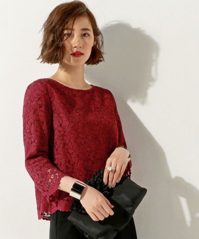 UNITED ARROWS コード レース ロングスリーブ ブラウス