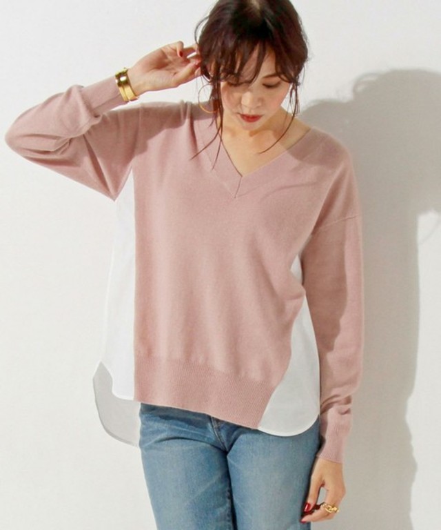 UNITED ARROWS <Blanc basque(ブランバスク)> コンビ Vネック プルオーバー