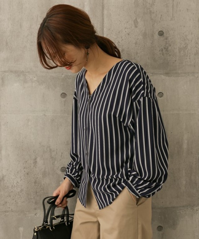 URBAN RESEARCH DOORS WOMENS DOORS ストライプバルーンスリーブシャツ
