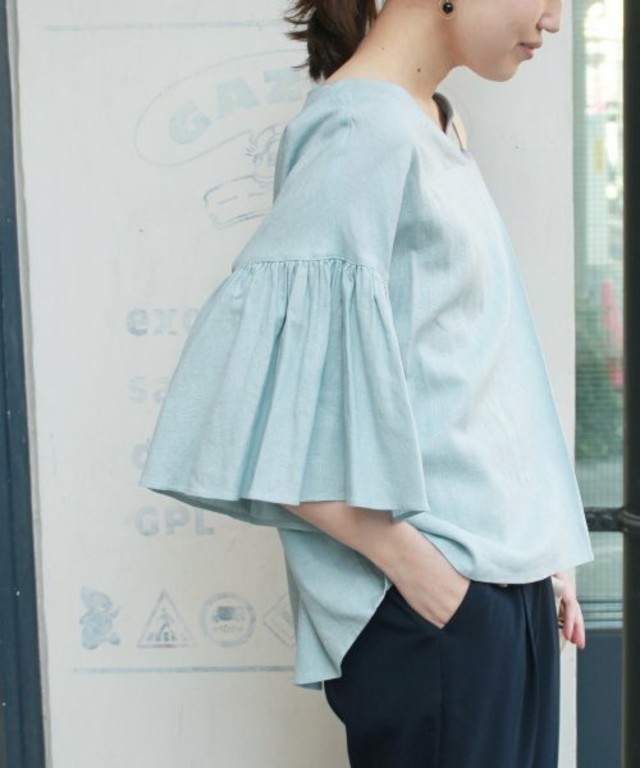 SLOBE IENA リネンオーバーギャザーブラウス