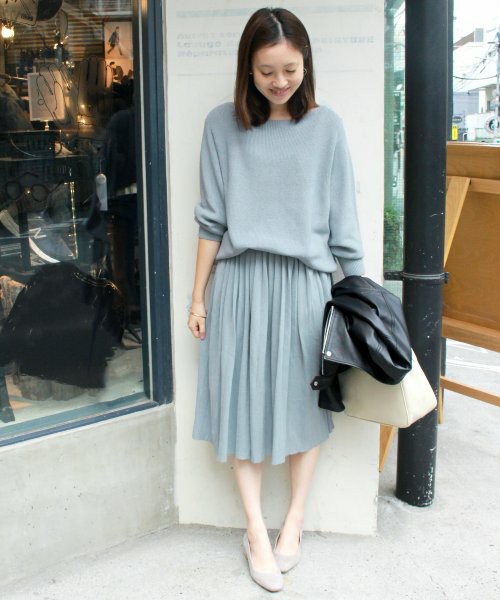 SLOBE IENA 畦ニット×ニットプリーツスカートセットアップ