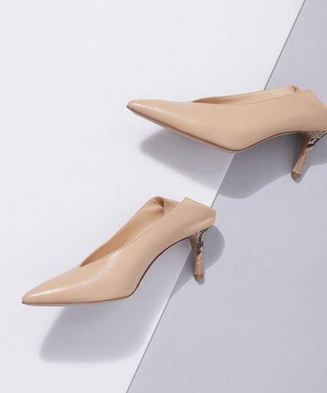 FABIO RUSCONI コンビヒールパンプス