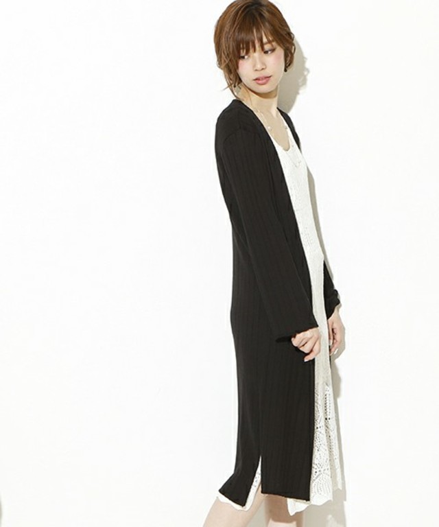 natural couture ワイドリブロングカーディガン