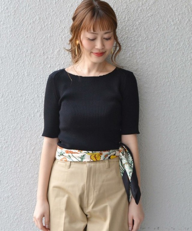 SHIPS for women コットンインナーリブニットショートスリーブ