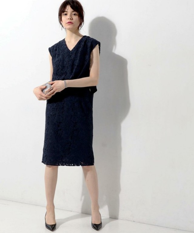 UNITED ARROWS <FLICKA(フリッカ)> レース Vネック ワンピース