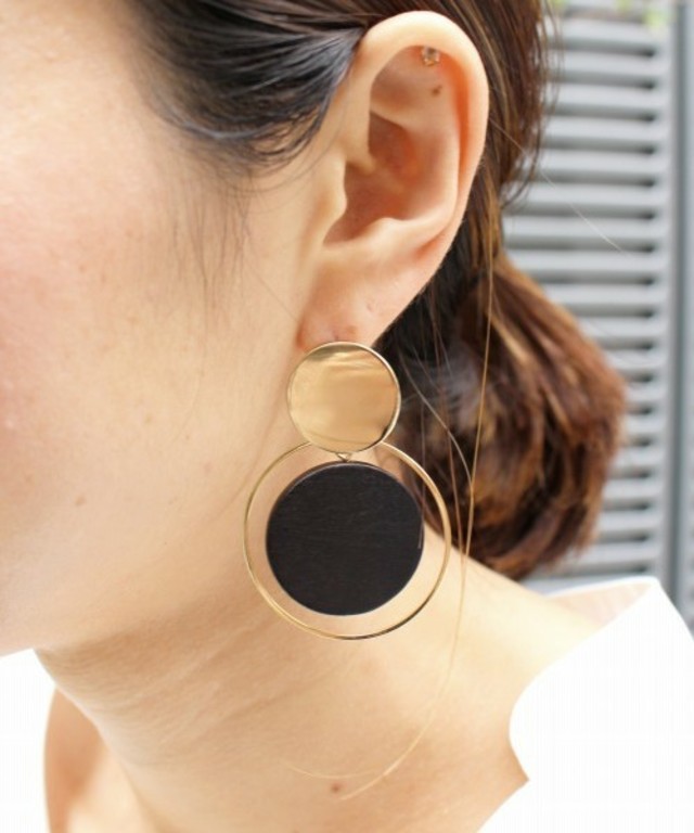 CIBRE メタル×ウッドサークルピアス