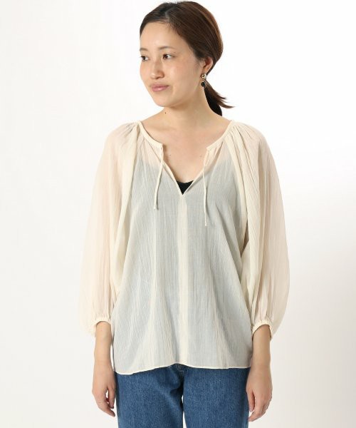 SLOBE IENA コットンシフォンボリュームブラウス