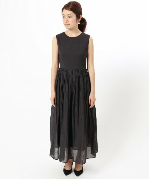 IENA コットンボイル ノースリーブワンピース