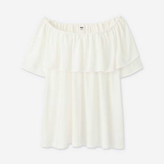 UNIQLO　2WAYラッフルオフショルダーT