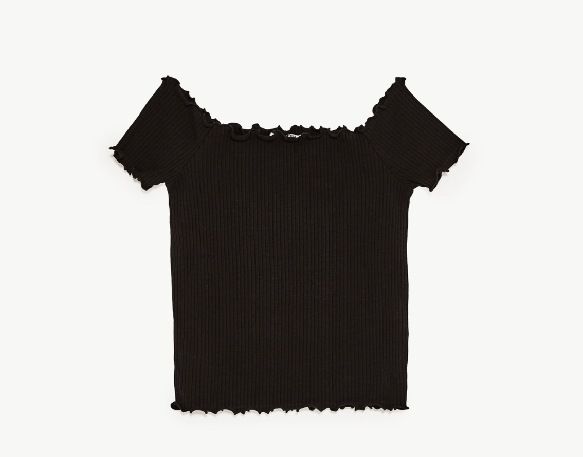 ZARA クロップド丈オフショルダートップス