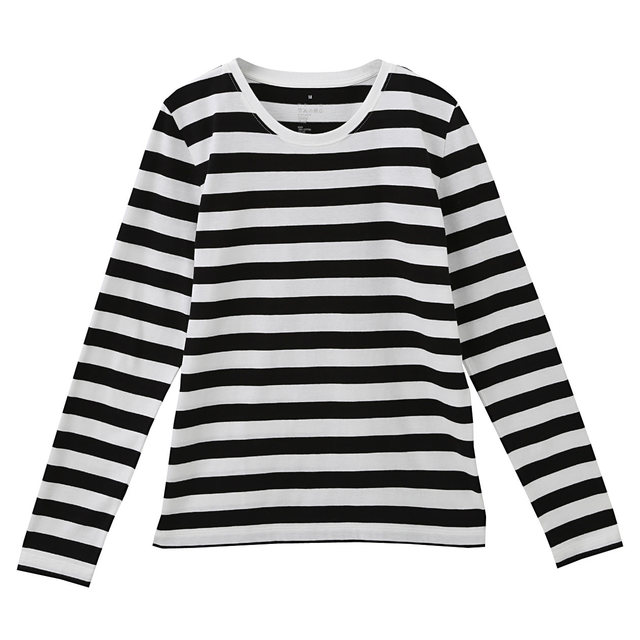 オーガニックコットンクルーネック長袖Tシャツ(ボーダー)