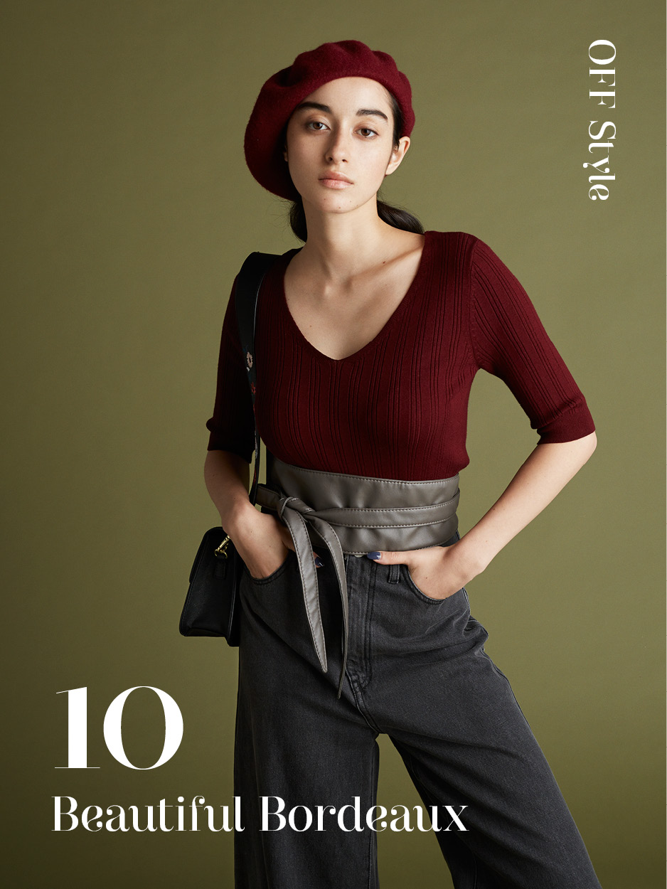 カットソー¥990 デニム¥2,490 ハット¥1,490 ベルト¥790 バッグ¥1,990