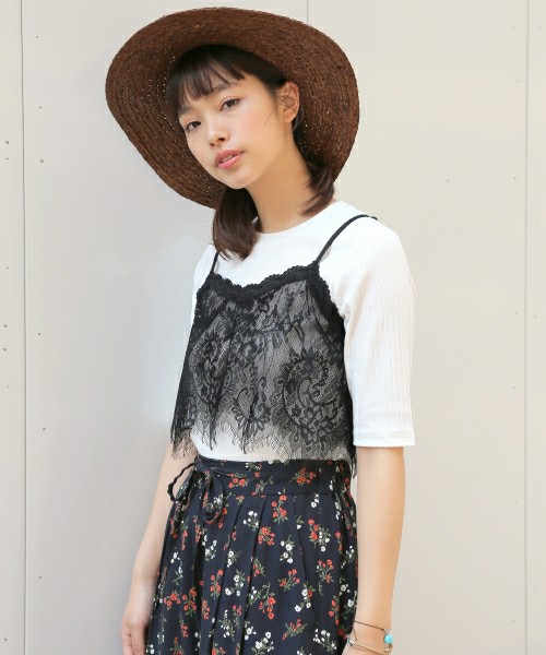 Tシャツ&レースキャミセット