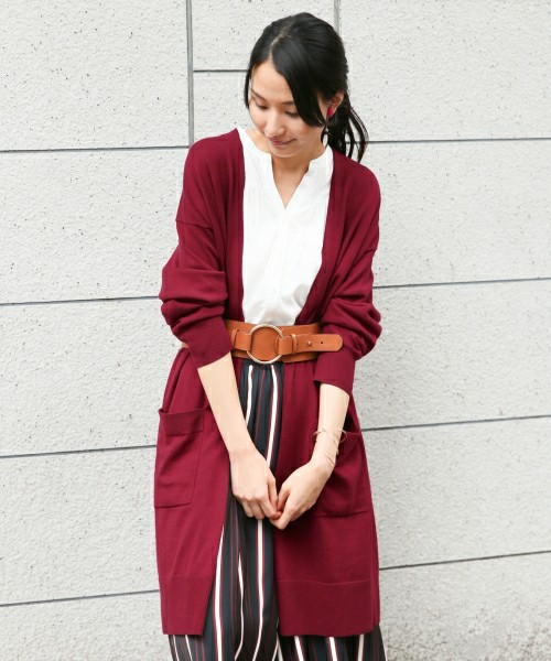 14ゲージコットンカシミヤロングカーディガン長袖