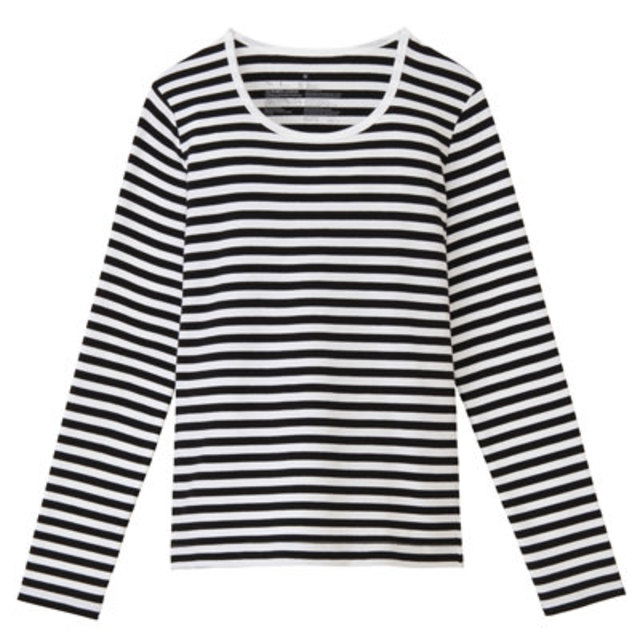 オーガニックコットンストレッチクルーネック長袖Tシャツ