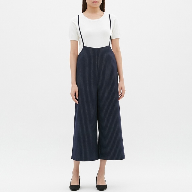 サロペットワイドパンツ(ストライプ)WT