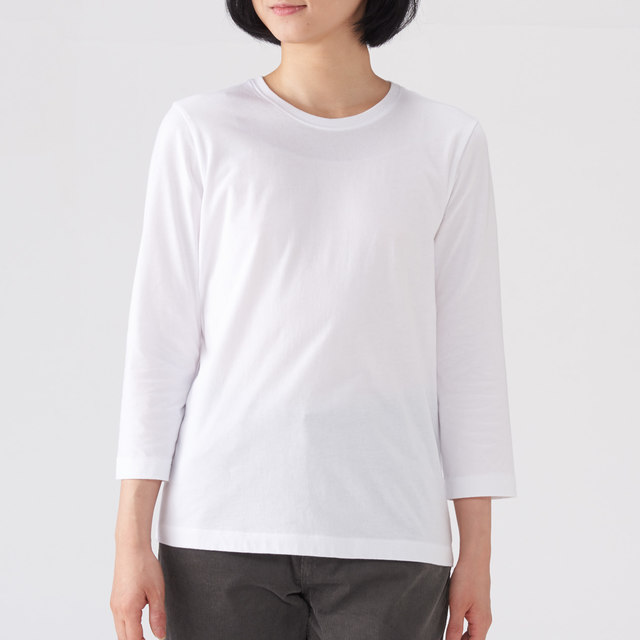 オーガニックコットン七分袖Tシャツ(白)