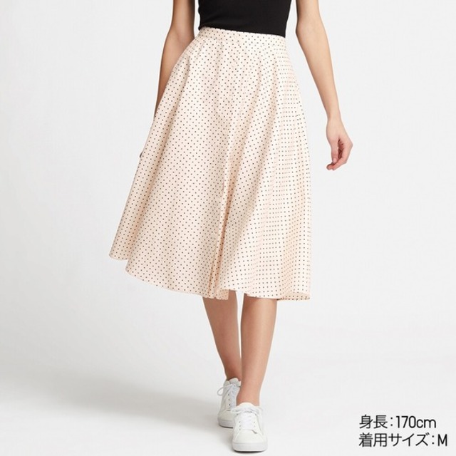 フロントボタンサーキュラースカート(ドット・丈短め68~72cm)