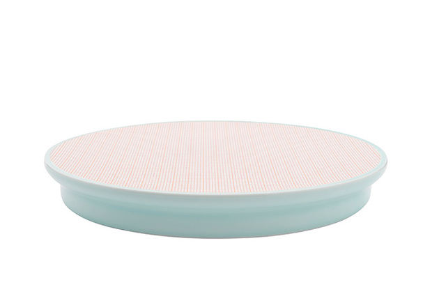 S&B Platter LightBlue/OrangeGrid φ250×H32mm