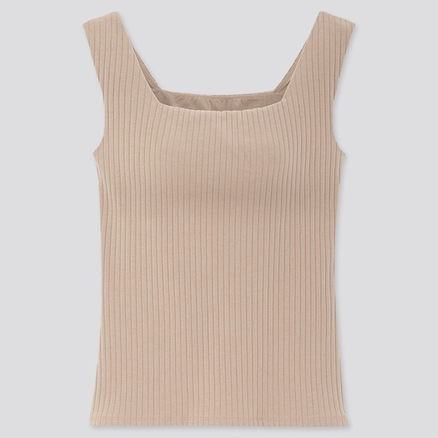 ワイドリブスクエアネックブラタンクトップ ベージュ