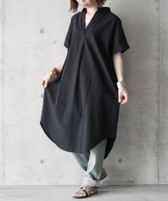 選べる2TYPE スキッパー&ベーシックロングシャツワンピース