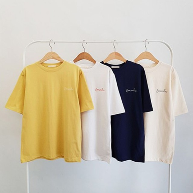 Y-496 Romantic手書き風プリントTシャツ クリーム 0324