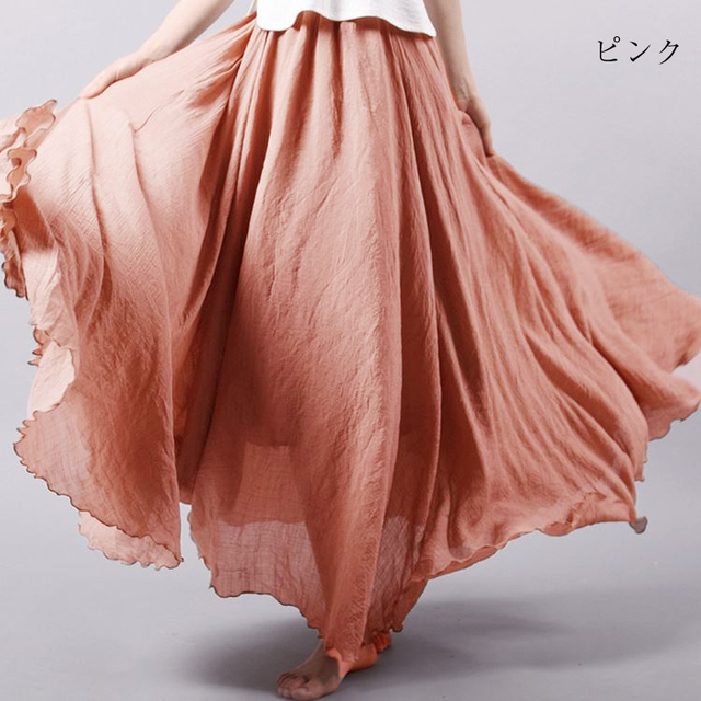 リネン混フレアスカート