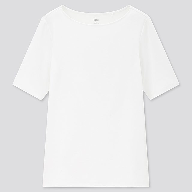 ストレッチコットンボートネックT(半袖)