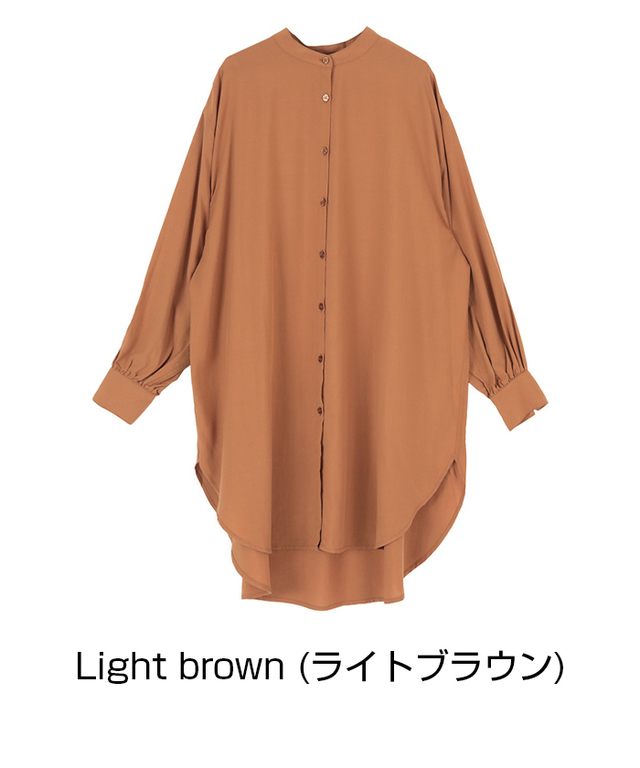 バンドカラーオーバーロングシャツ