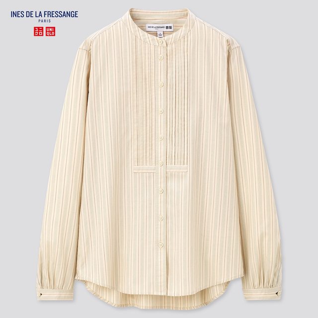 コットンツイルピンタックストライプシャツ（長袖）