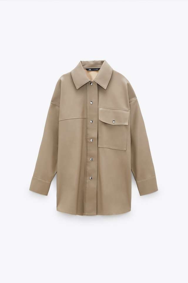 レザー風シャツジャケット