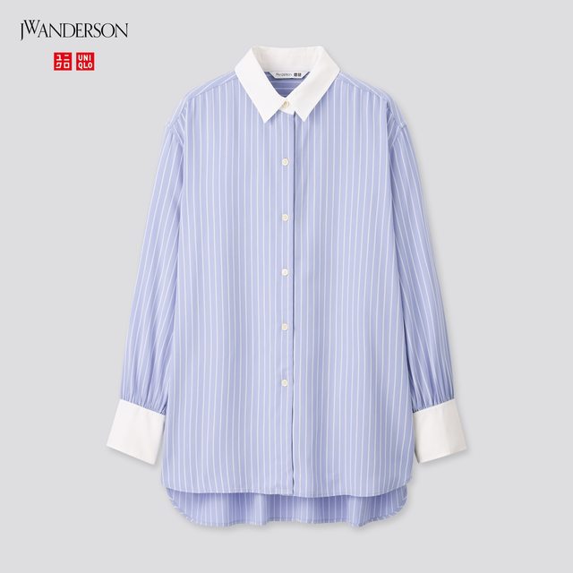 レーヨンストライプロングシャツ(長袖)