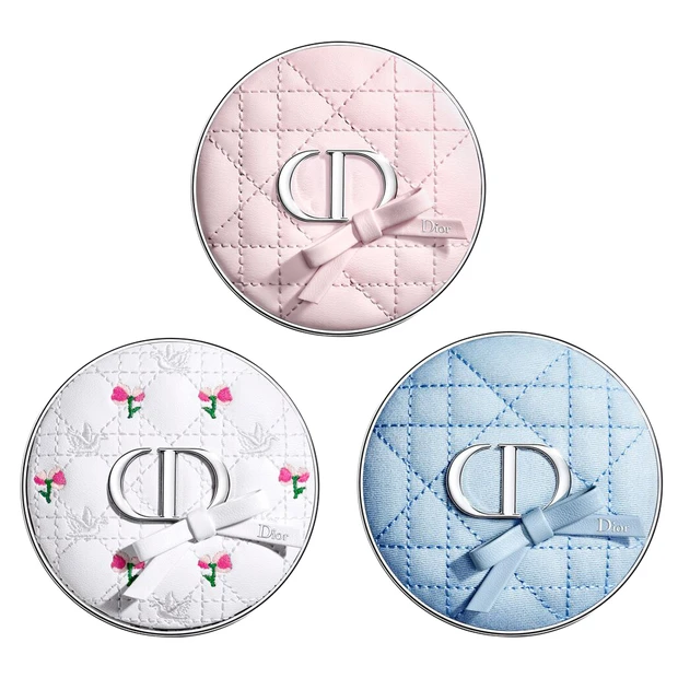DIOR ディオールスキン フォーエヴァー クッション ケース ピンク ボウ フラワーボウ ブルー ボウ