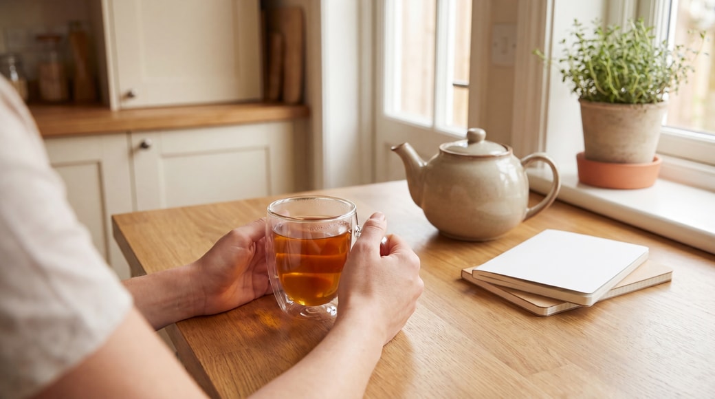 お茶を飲む
