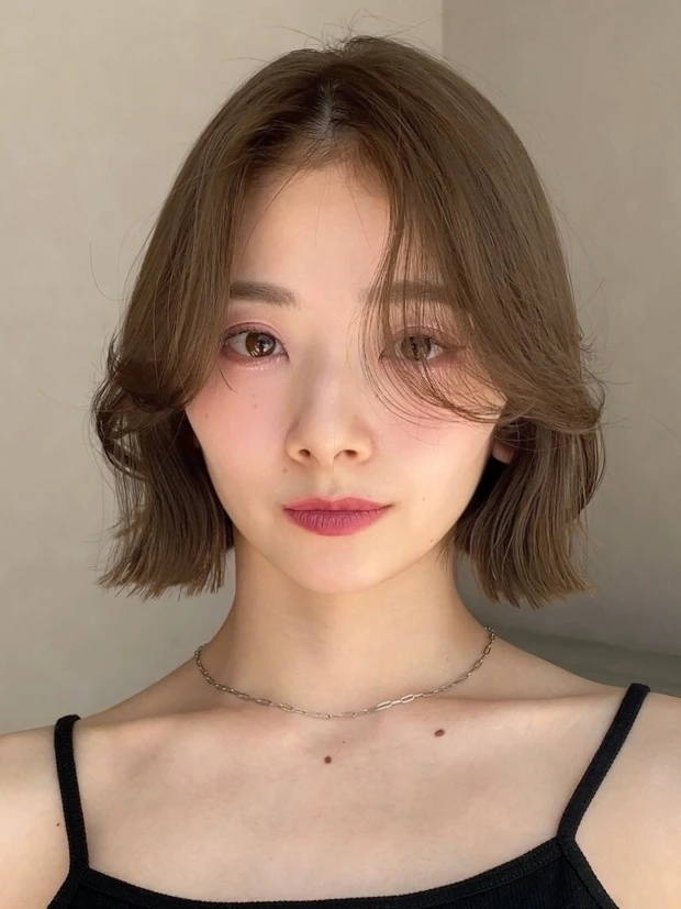 韓国ヘア 韓国風髪型 ヘアカタログ ボブ ボブヘア 前髪あり 正面