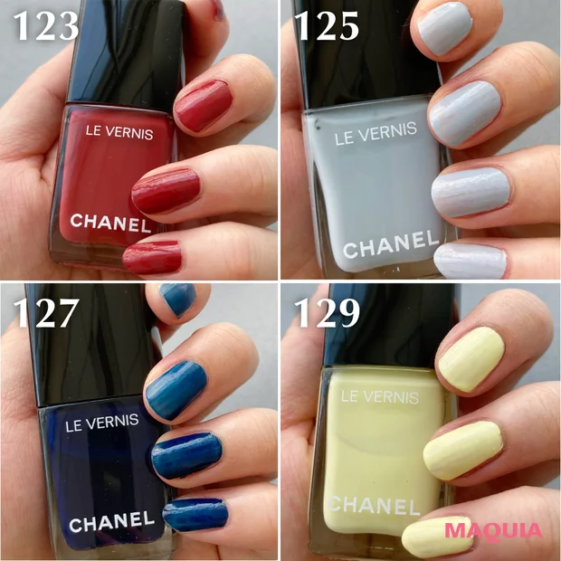 シャネル ネイル ヴェルニ 全色スウォッチ 123、125、127、129